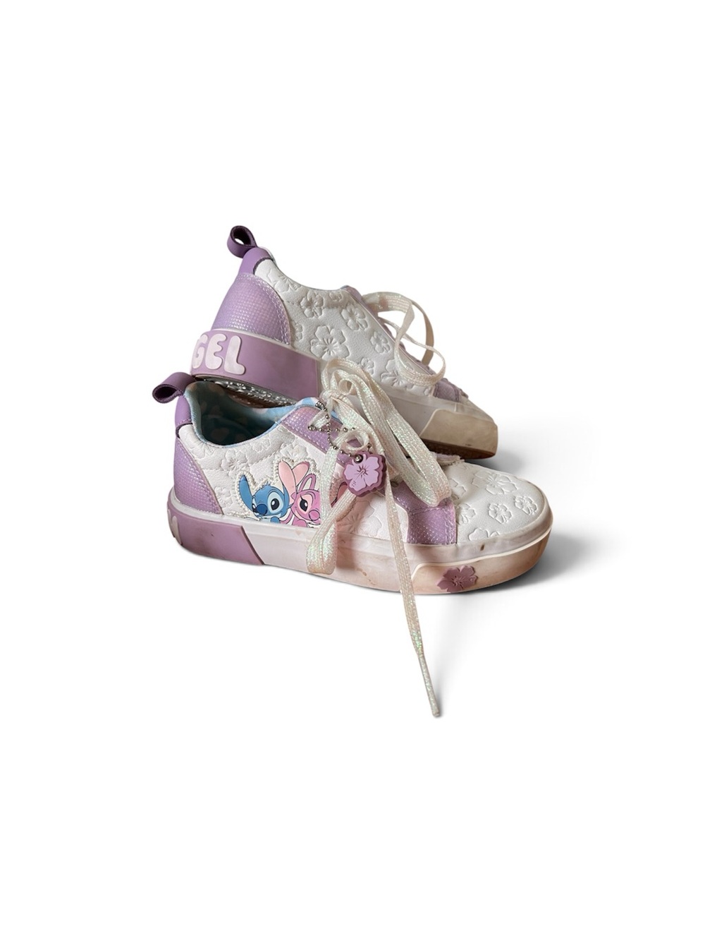 Disney Stitch & Angel Ground Up Girls Sneakers Pink Purple Kids Size 12